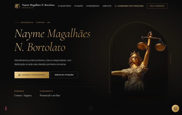 Tela do site Nayme Advocacia no computador